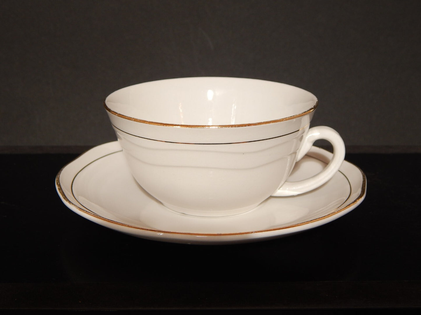 MODERNARIATO TAZZA TE' SOCIETA' CERAMICA ITALIANA LAVENO BIANCA PROFILI ORO #
