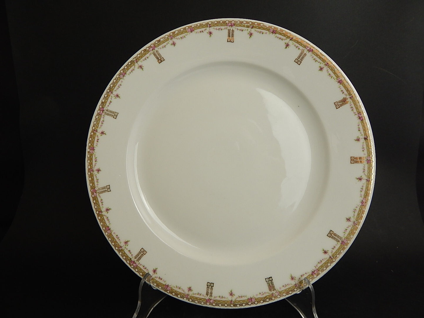 ANTICA VASSOIO ROTONDO PORCELLANA GINORI LIBERTY GHIRLANDE DI ROSE ORO ZECCHINO