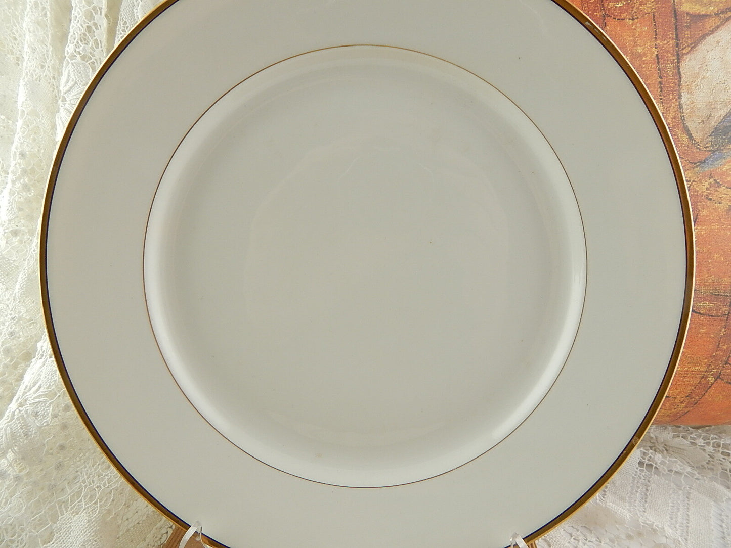 RARO PREZIOSO PIATTO PORTATA IMPERO AVORIO E ORO RAYNAUD &C. LIMOGES PORCELLANA