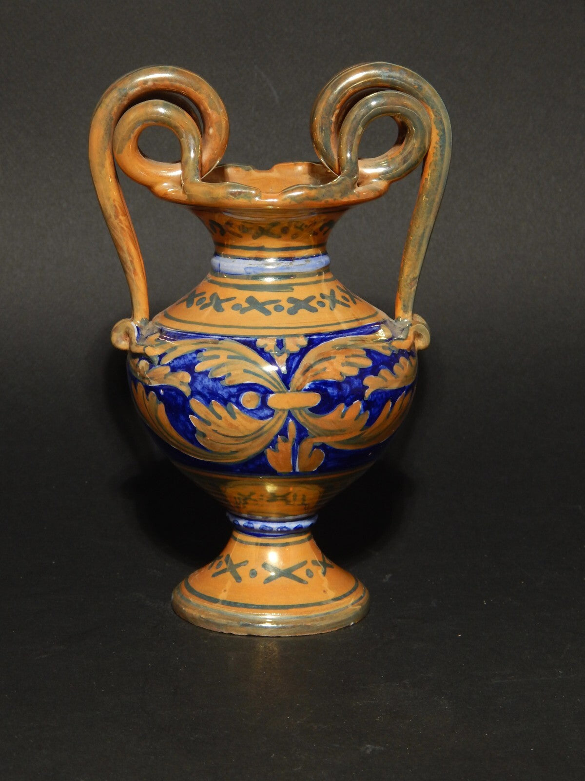 VINTAGE VASO MAIOLICA LA VINCENZINA CERAMICA A LUSTRO FATTO A MANO GUALDO TADINO