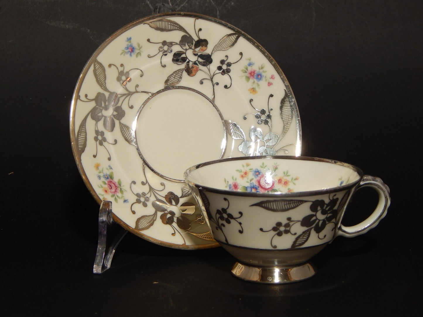 ANTICA TAZZA DA TE' PORCELLANA VOHENSTRAUSS JOHANN SELTMANN BAVARIA ARGENTO