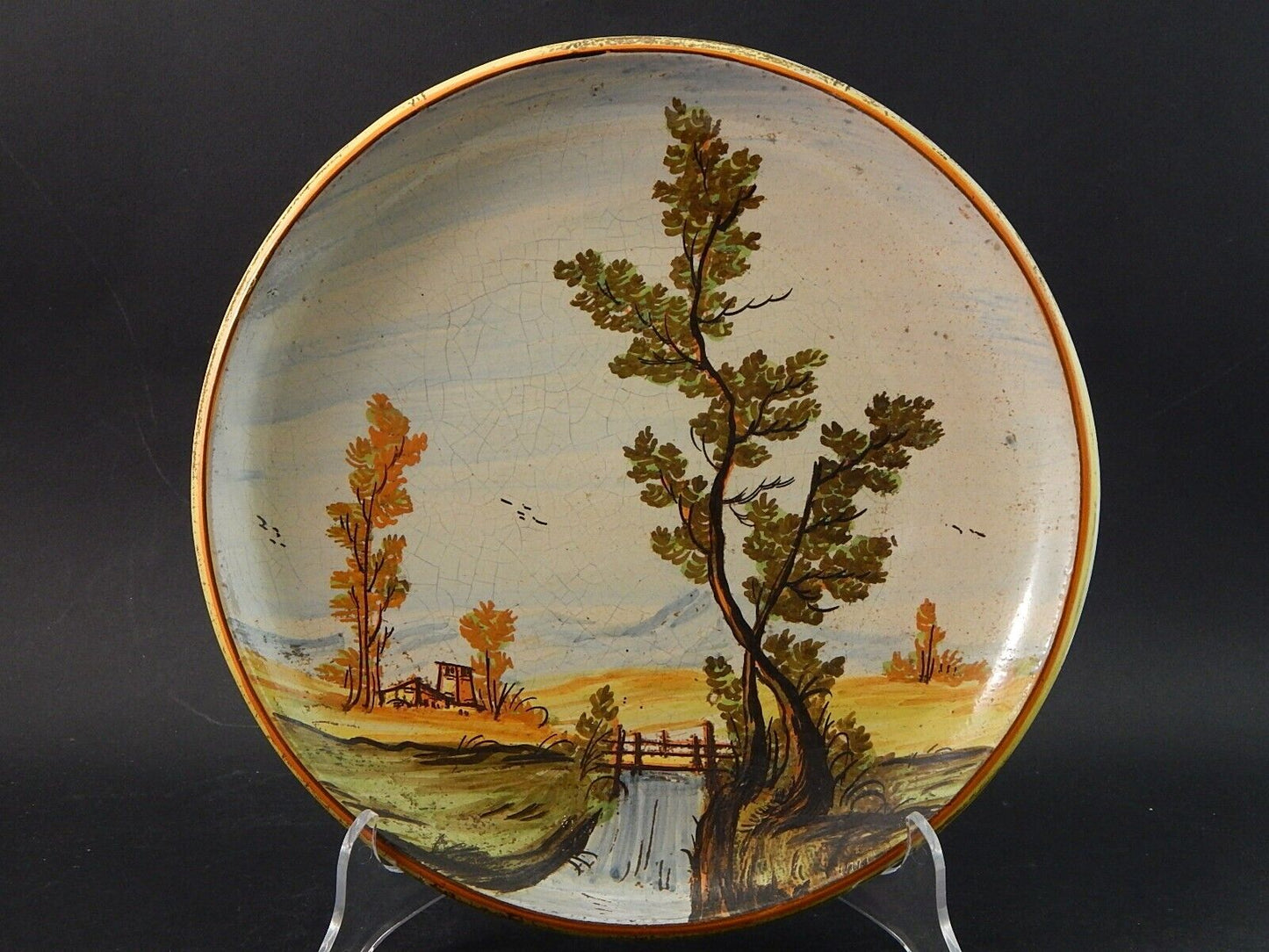 ANTICO PIATTO PARATA MAIOLICA CERAMICA BOTTEGA CASTELLI ABRUZZO #2139