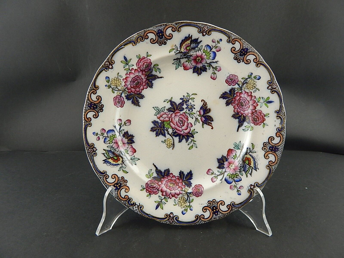 ANTICO RARO PREZIOSO PIATTO INGLESE CERAMICA CHARLES MEIGH POONAH DEL 1835