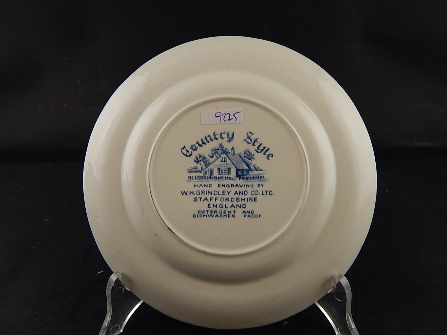 VINTAGE PIATTO SEMI PORCELLANA BIANCO BLU STAFFORSHIRE GRINDLEY COUNTRY STYLE