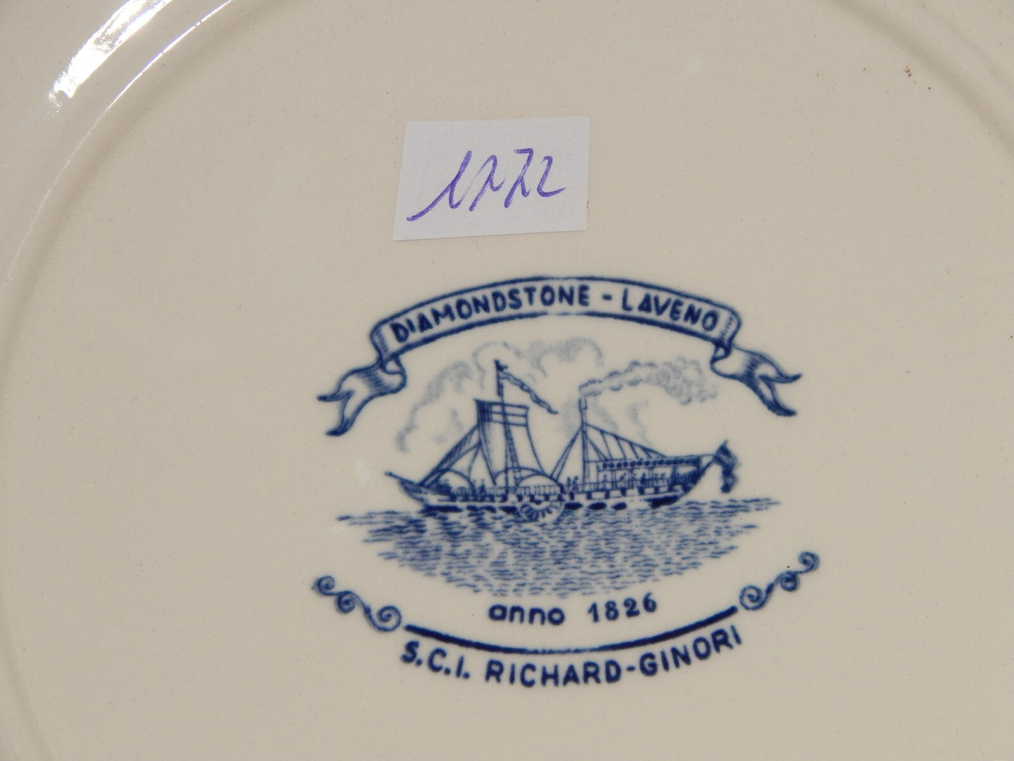 VINTAGE PIATTO PIANO CERAMICA RICHARD GINORI DIAMOND STONE LAVENO ENGLISH STYLE