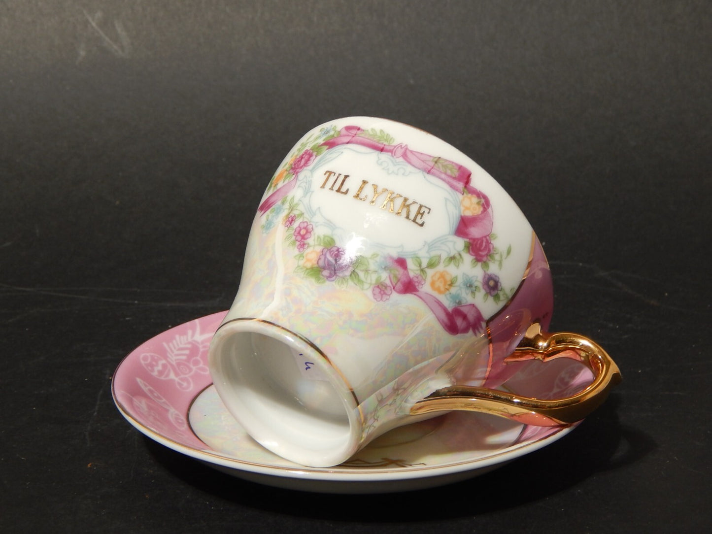 ANTICA TAZZA TE' PORCELLANA A LUSTRO ART NOUVEAU LIBERTY TIL LIKKE