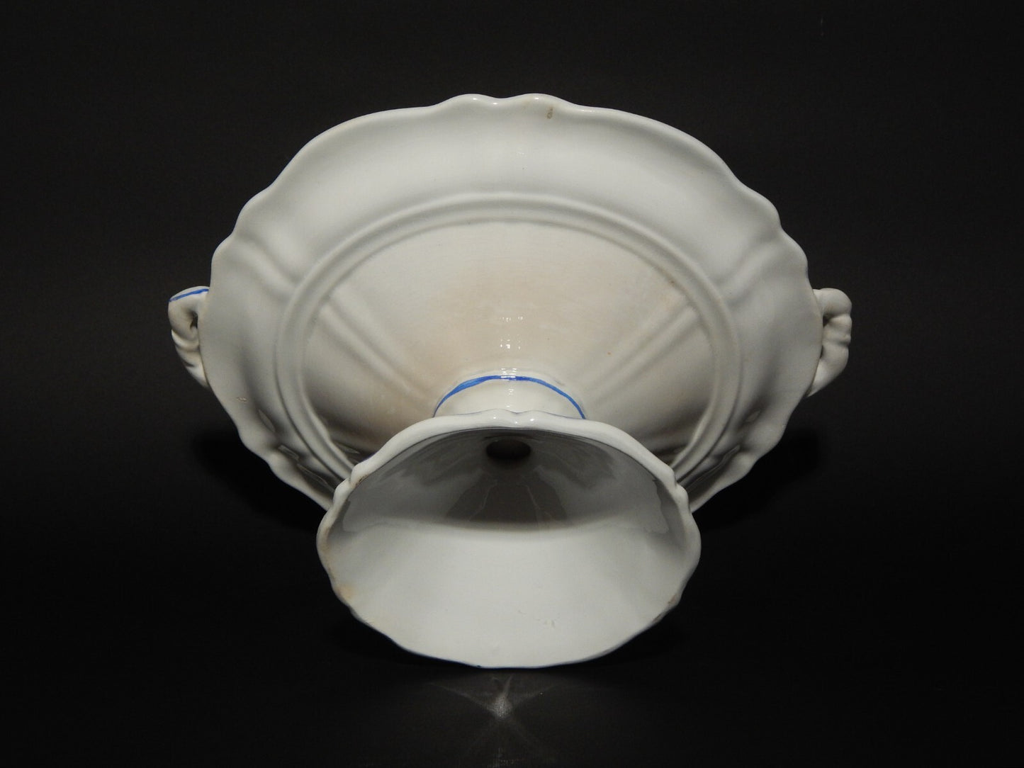 ANTICA ALZATA FRUTTIERA CENTROTAVOLA CERAMICA BIANCA-BLU RICHARD MILANO FINE 800