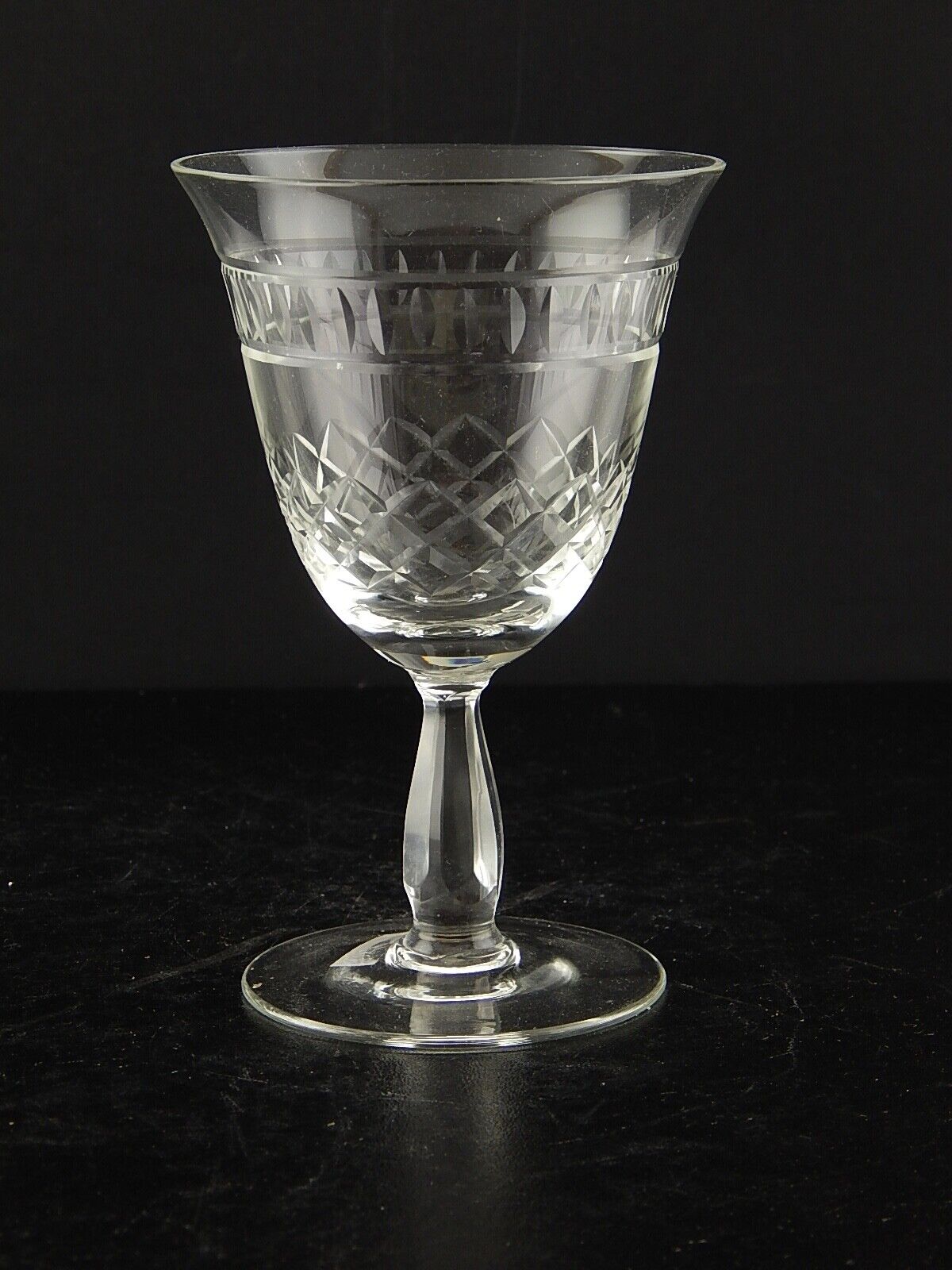 ANTICO ART DECO BICCHIERE CALICE CRISTALLO MOLATO 14,5 CM ALTEZZA