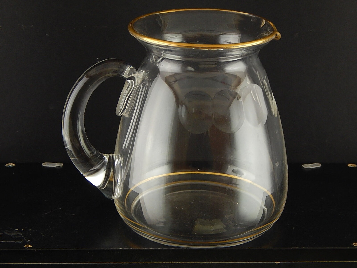 VAL ST LAMBERT FIRMATA ANTICA CARAFFA CRISTALLO MOLATO CON PROFILO ORO 24 K