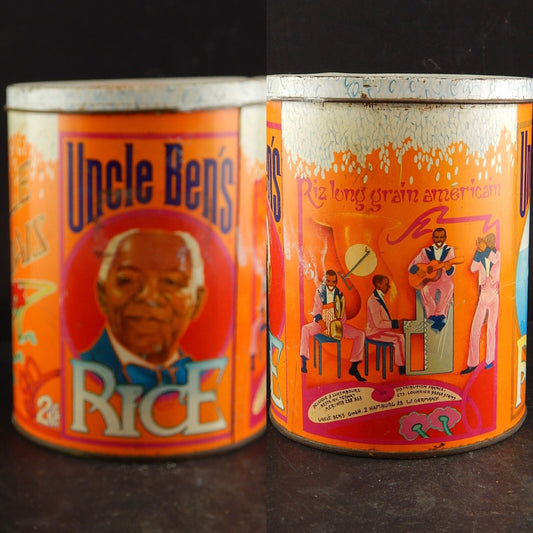 COLLEZIONE ANTICA SCATOLA LATTA STAMPATA PUBBLICITARIA UNCLE BEN'S RICE HAMBURG