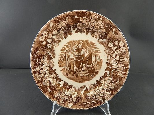 ANTICO PIATTO SEMI PORCELLANA RICHARD MILANO DECORO FERRARA META' 800 #9993