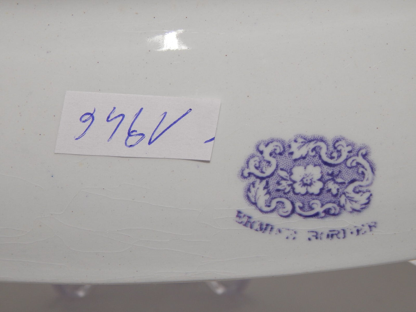 ANTICO GRANDE VASSOIO CERAMICA STAFFORDSHIRE PRIMAVESI 1860 ERMINE BORDER VIOLA