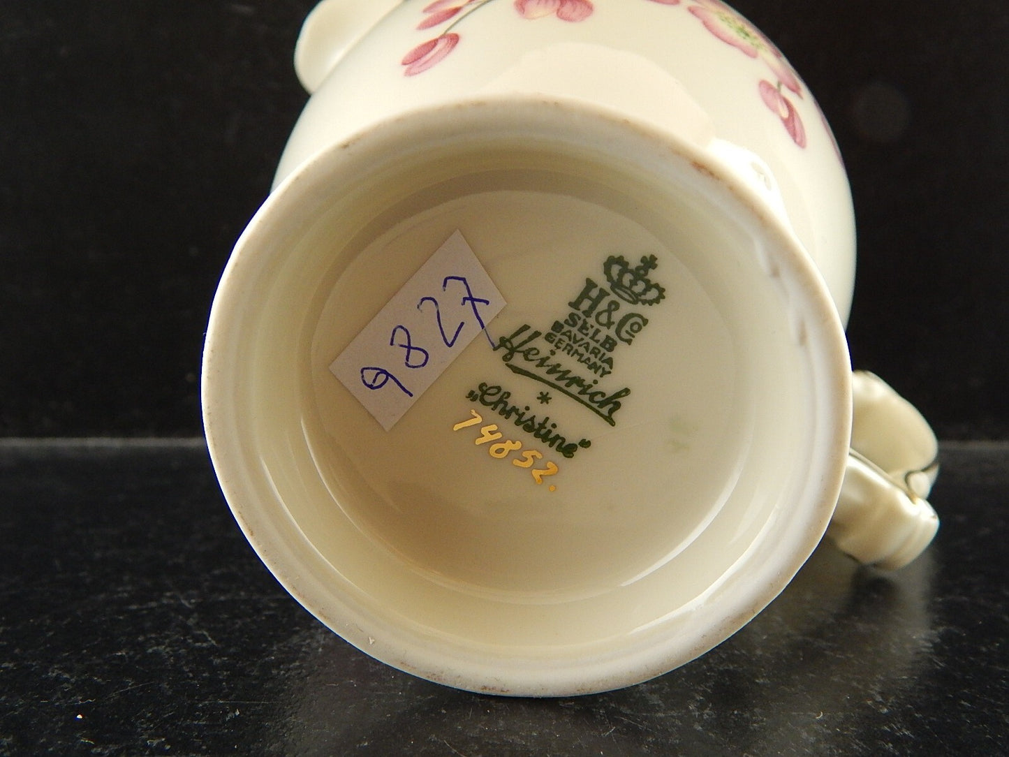 ANTICA ART DECO LATTIERA BRICCO PORCELLANA HEINRICH &CO SELB BAVARIA FIORI PESCO