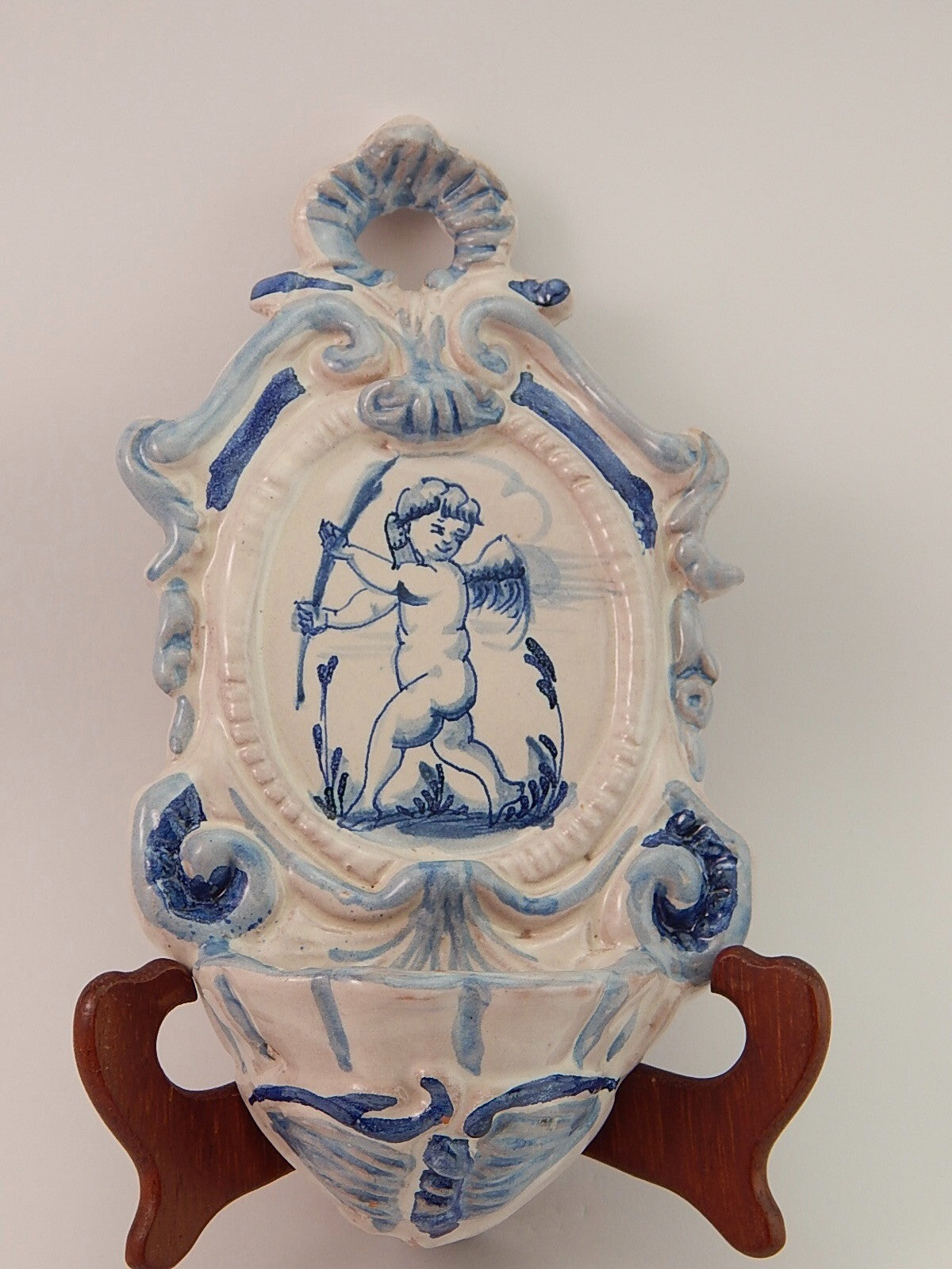 ARTE SACRA ANTICA RARA PREZIOSA ACQUASANTIERA CERAMICA MAIOLICA ALBISOLA
