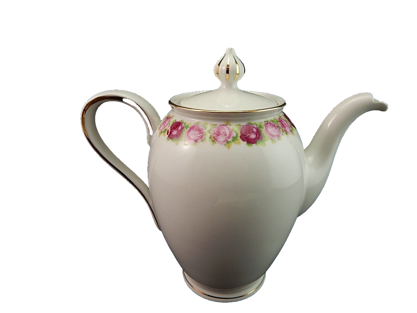 VINTAGE TEIERA CAFFETTIERA PREZIOSA PORCELLANA ESCHENBACH BAVARIA CON ROSELLINE