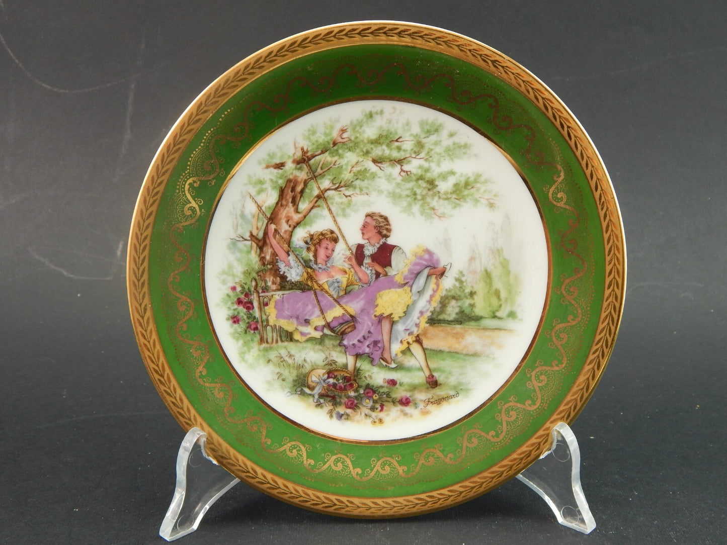 PREZIOSO PIATTO DECORATIVO PORCELLANA LIMOGES P PASTAUD DIPINTO DI FRAGONARD