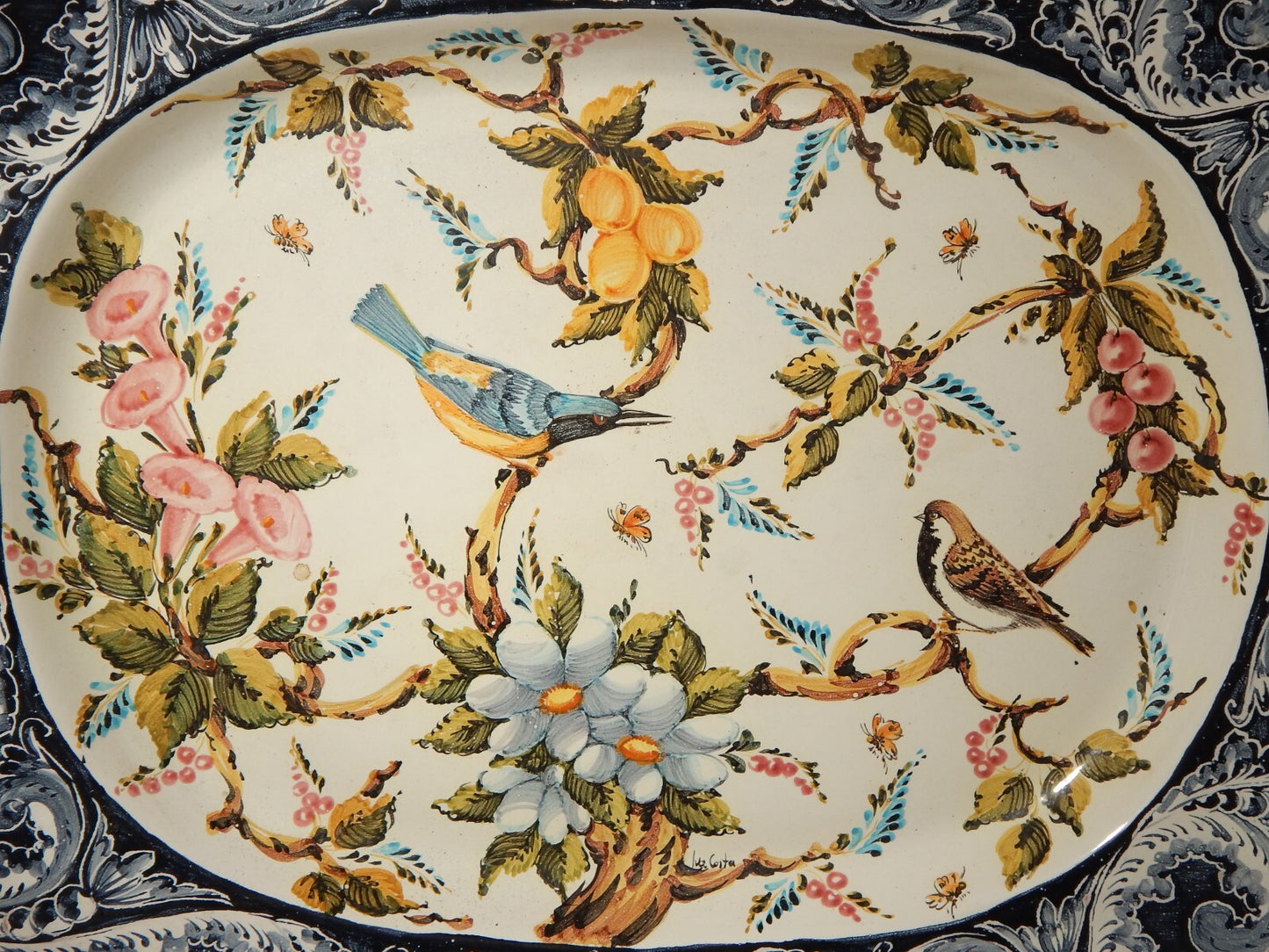 VINTAGE CENTROTAVOLA GRANDE VASSOIO CERAMICA TURI DI ALBISSOLA FATTO MANO