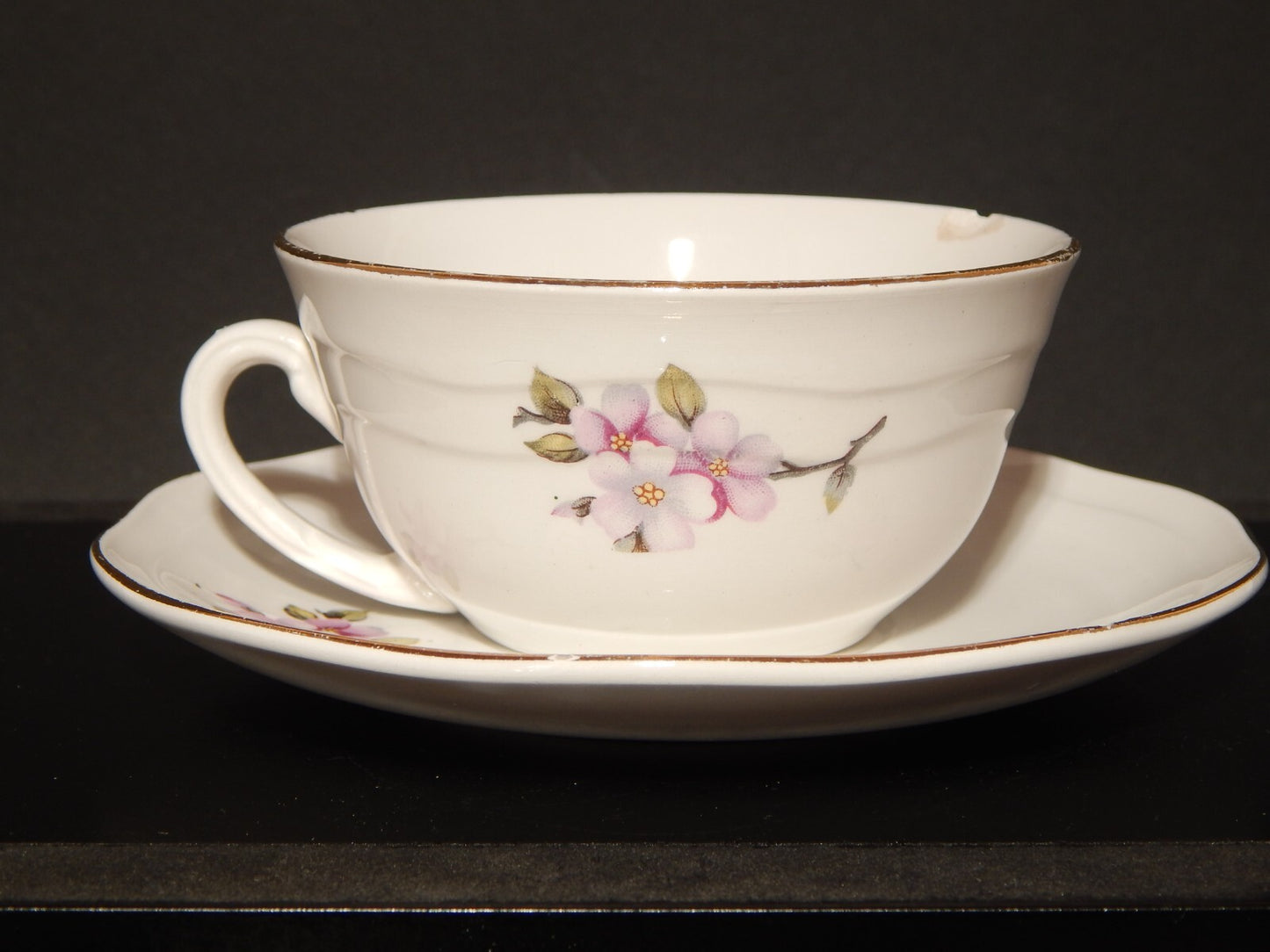 RETRO' TAZZA TE' SOCIETA' CERAMICA ITALIANA LAVENO DECORO FIORI DI PESCO DIFETTO