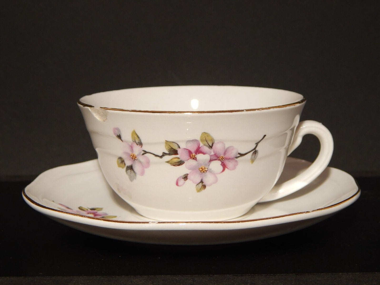 RETRO' TAZZA TE' SOCIETA' CERAMICA ITALIANA LAVENO DECORO FIORI DI PESCO DIFETTO