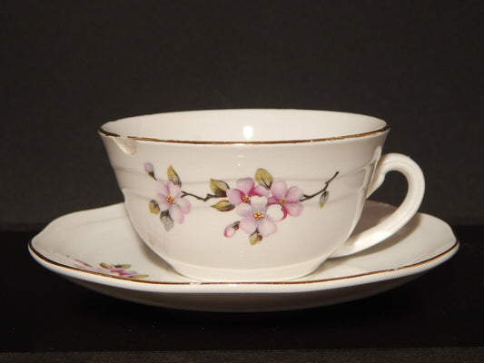 RETRO' TAZZA TE' SOCIETA' CERAMICA ITALIANA LAVENO DECORO FIORI DI PESCO DIFETTO