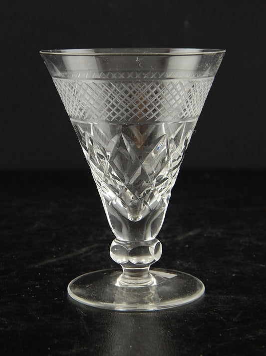 ANTICO ART DECO BICCHIERE CALICE CRISTALLO MOLATO 9 CM ALTEZZA