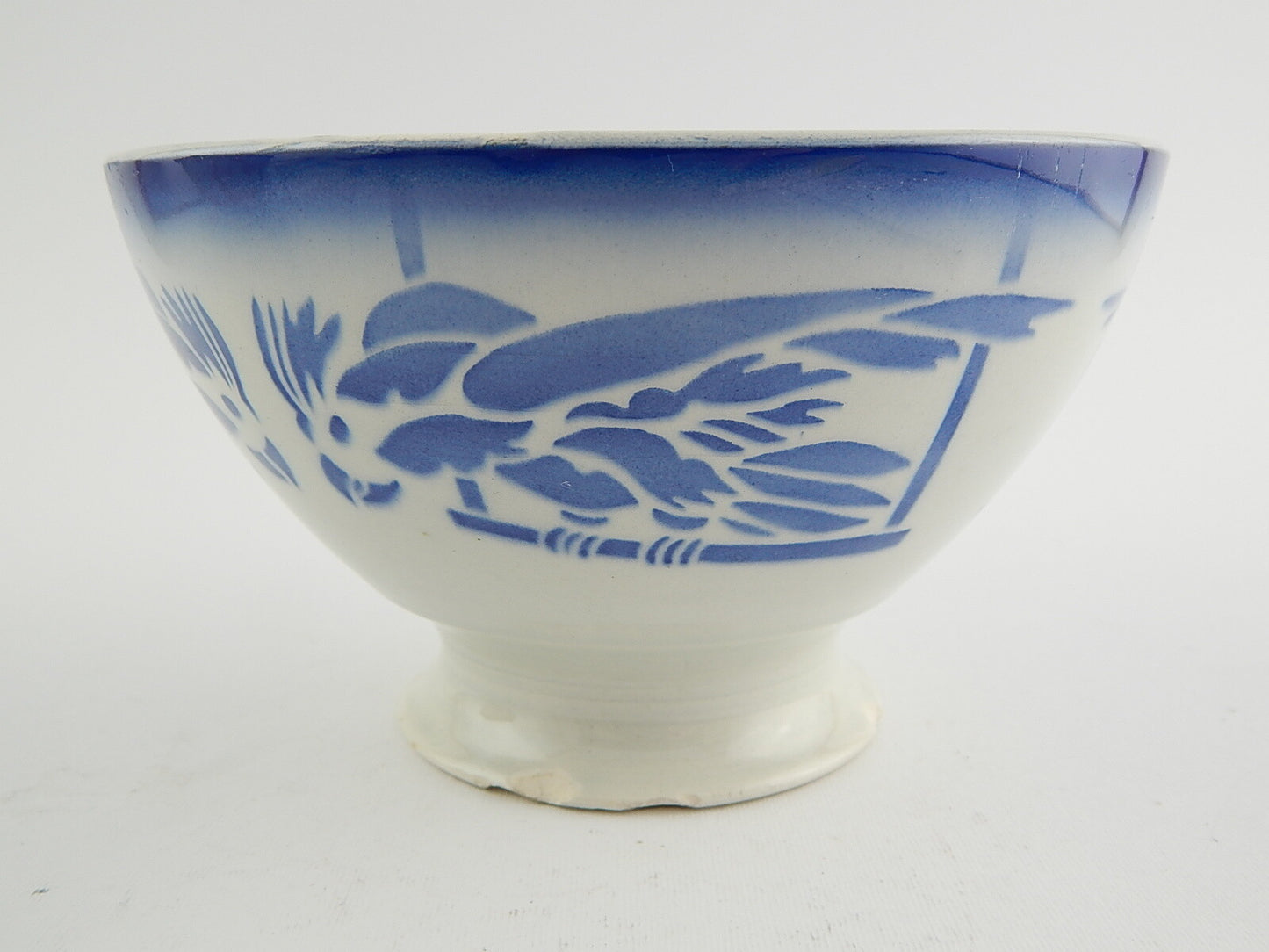 ANTICA RARA SCODELLA TAZZA CERAMICA FRANCESE F B AEROGRAFO PAPPAGALLO