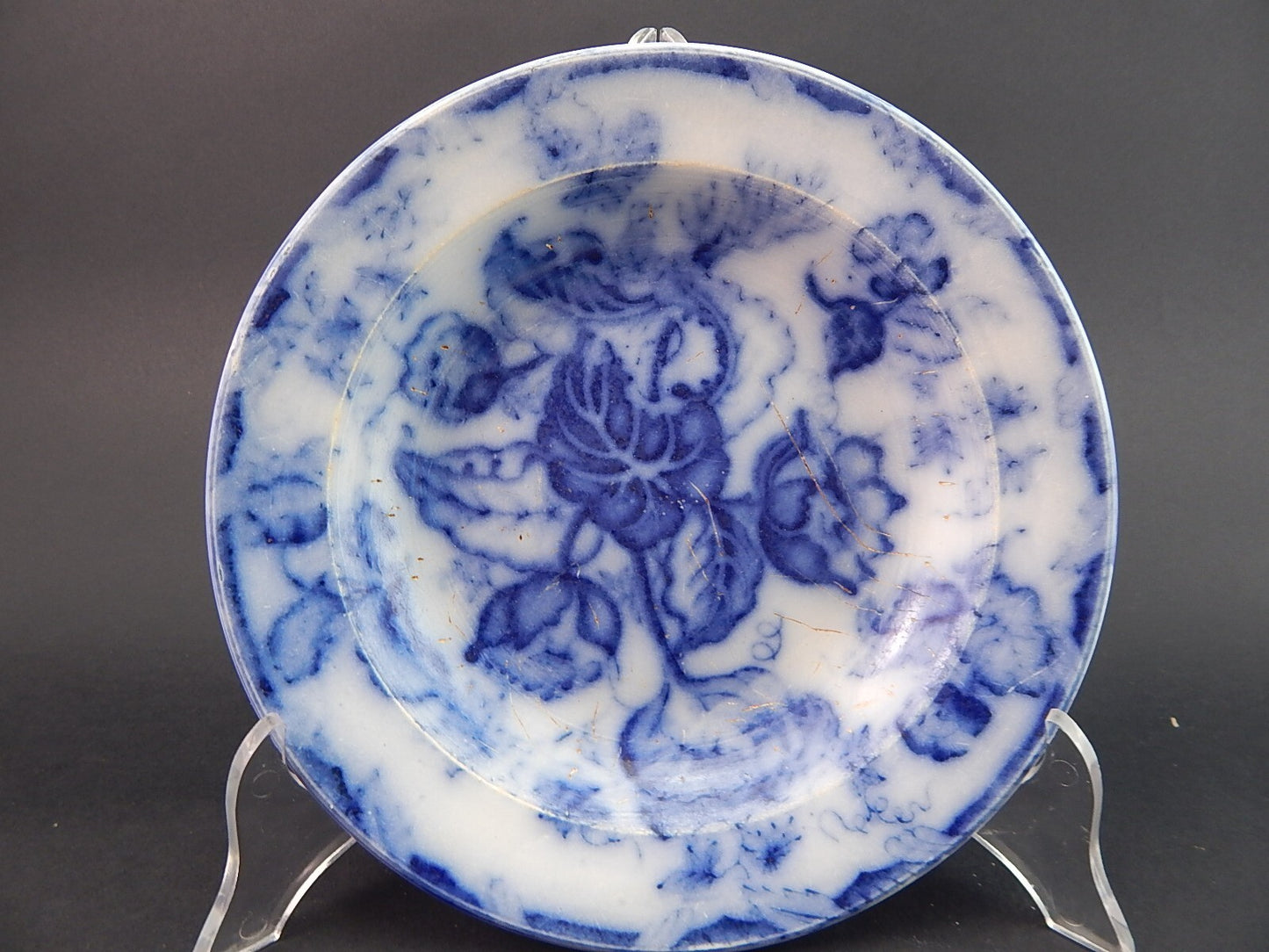 ANTICO PIATTO FONDO NINFEE BLU CERAMICA RICHARD MILANO FINE 800 WATER NYMPH A898