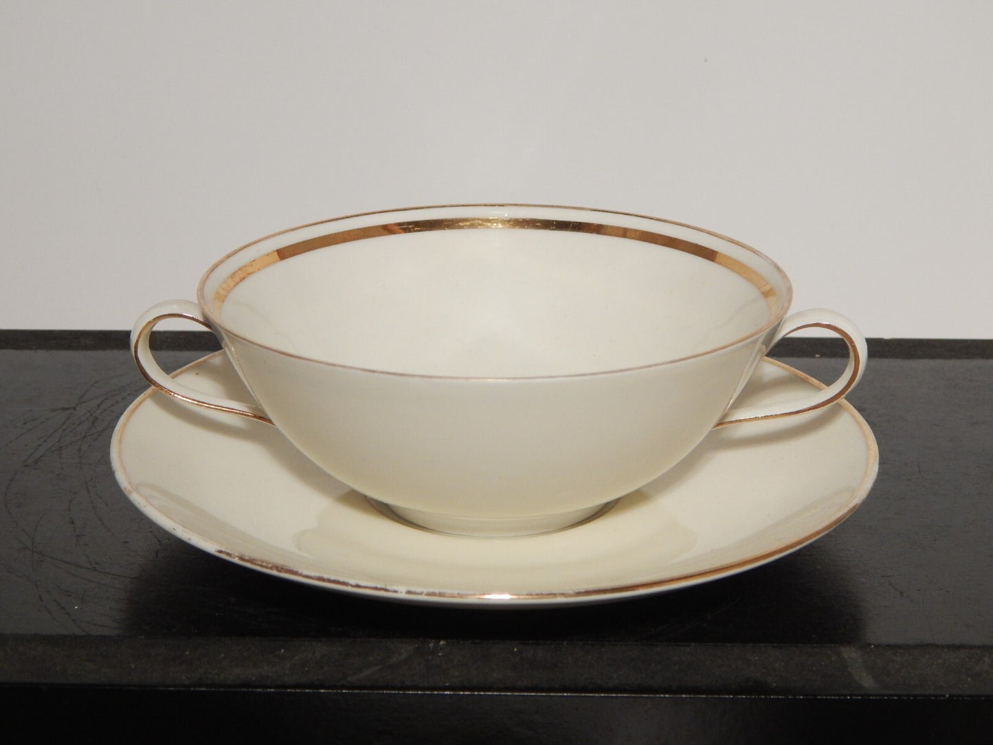 ANTICO SET 6 TAZZE BRODO STILE IMPERO PORCELLANA ORO BAVARIA SELTMANN WEIDEN