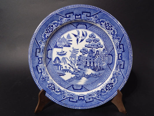 ANTICO PIATTO SEMI PORCELLANA WILLOW VITTORIANO HULSE & ADDERLEY 1875