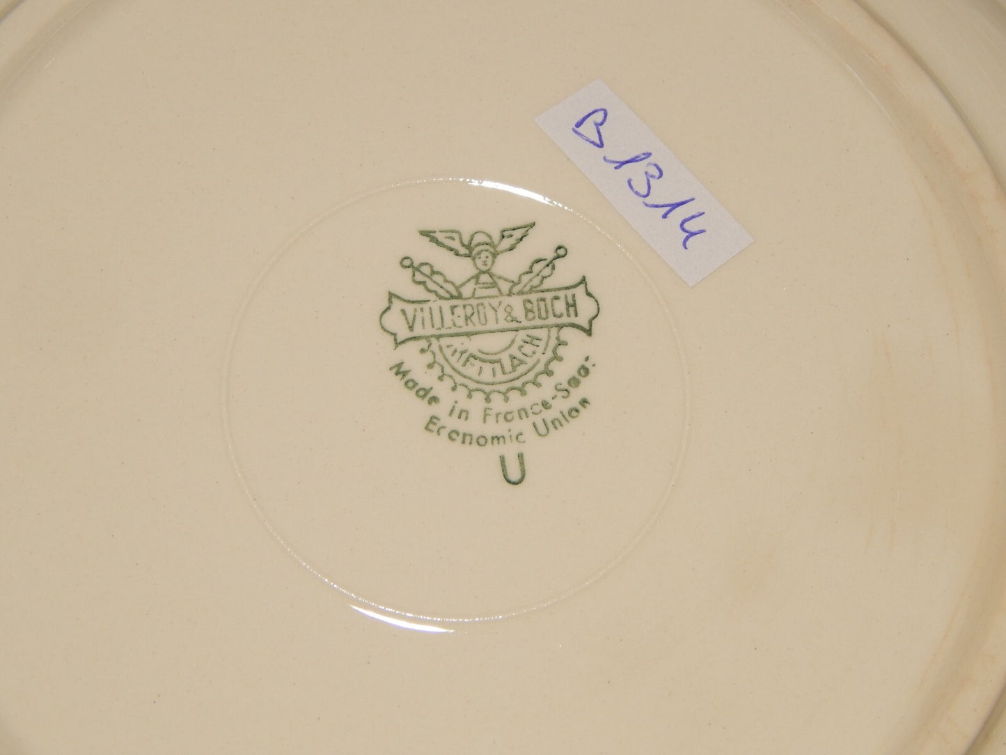 MODERNARIATO DEL 1946 VILLEROY&BOCH METTLACH PIATTO FONDO CERAMICA FASCIA VERDE