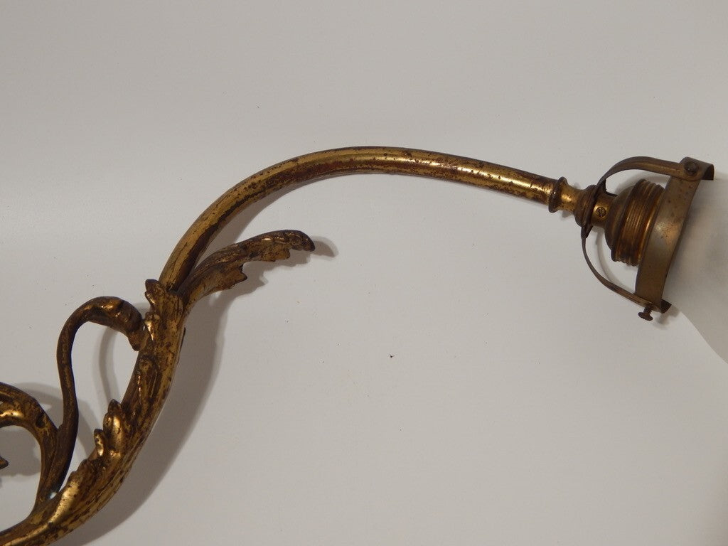 ANTICA ELEGANTE LIBERTY APPLIQUE LAMPADA PARETE OTTONE TULIP IN VETRO SATINATO