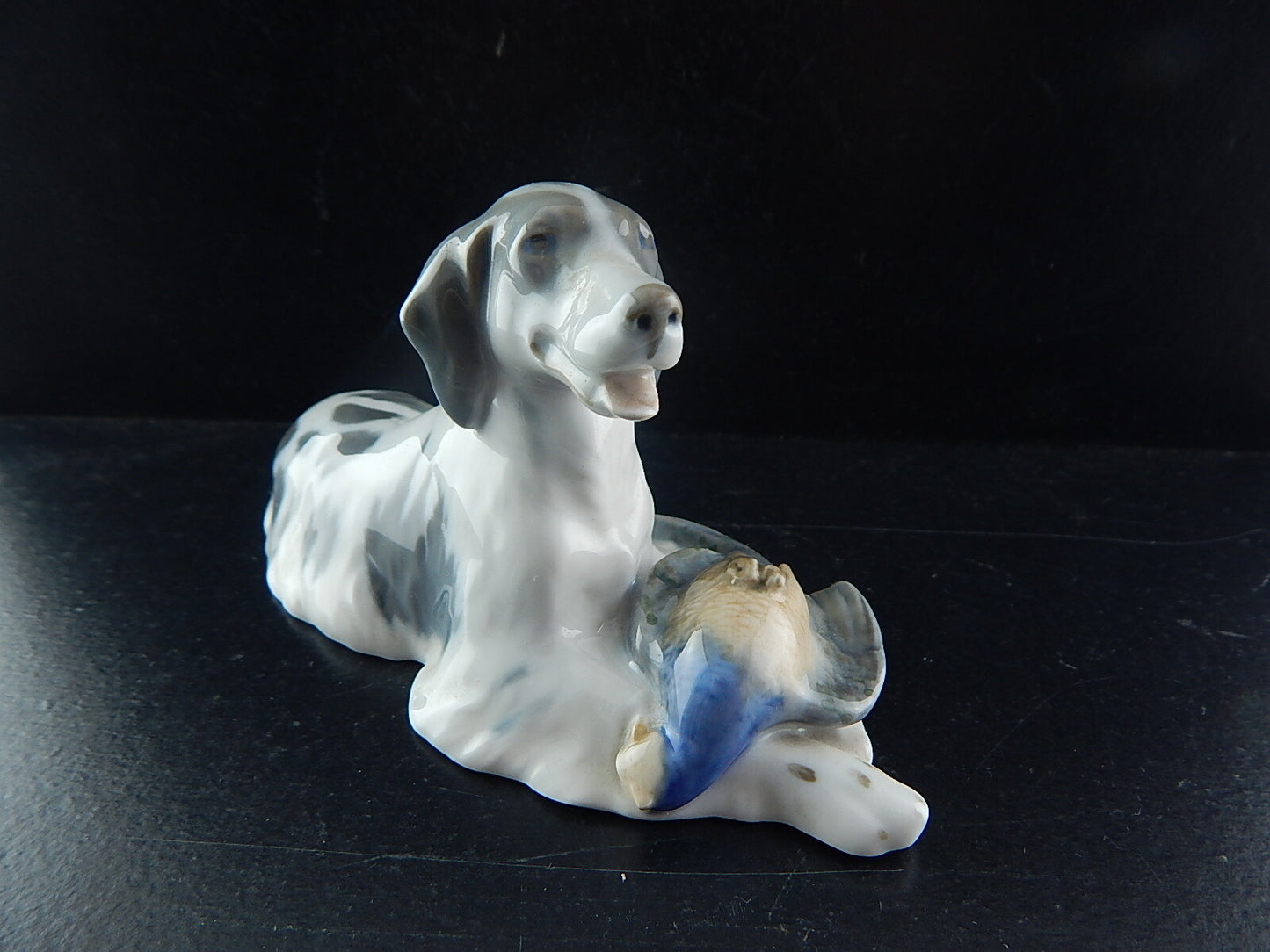 VINTAGE ROYAL COPENHAGEN RARA AUTENTICA STATUINA PORCELLANA SETTER CON FAGIANO