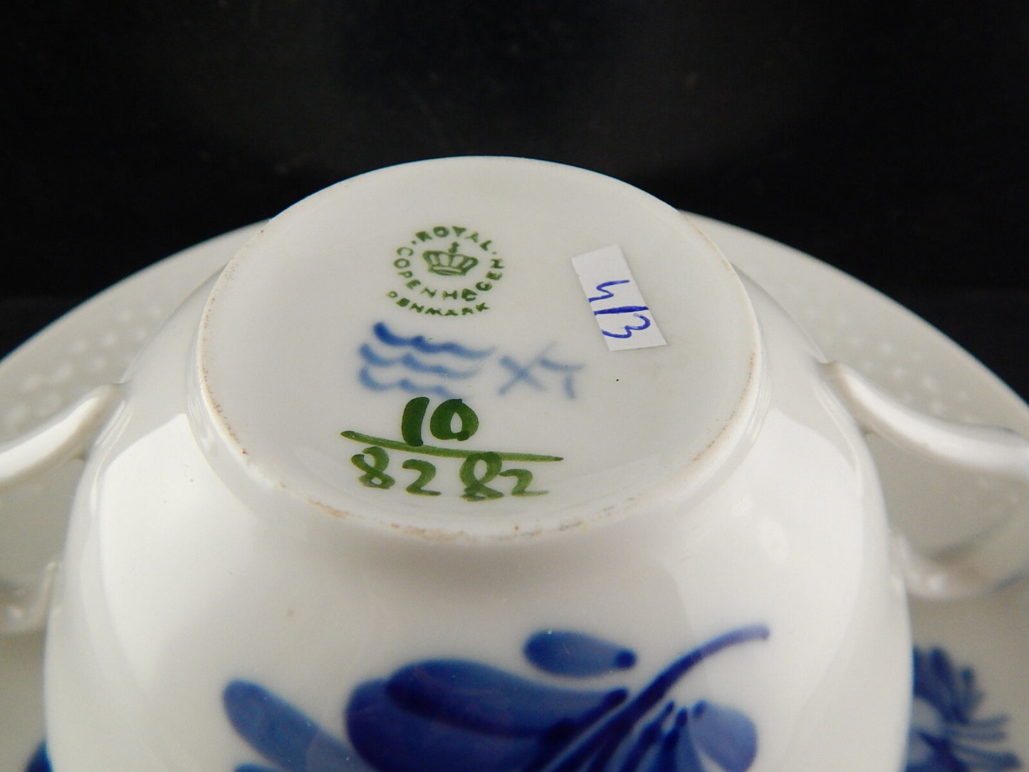 ROYAL COPENHAGEN PORCELLANA BLUE FLOWER TAZZA BRODO BOUILLON CUP DIPINTA MANO #3