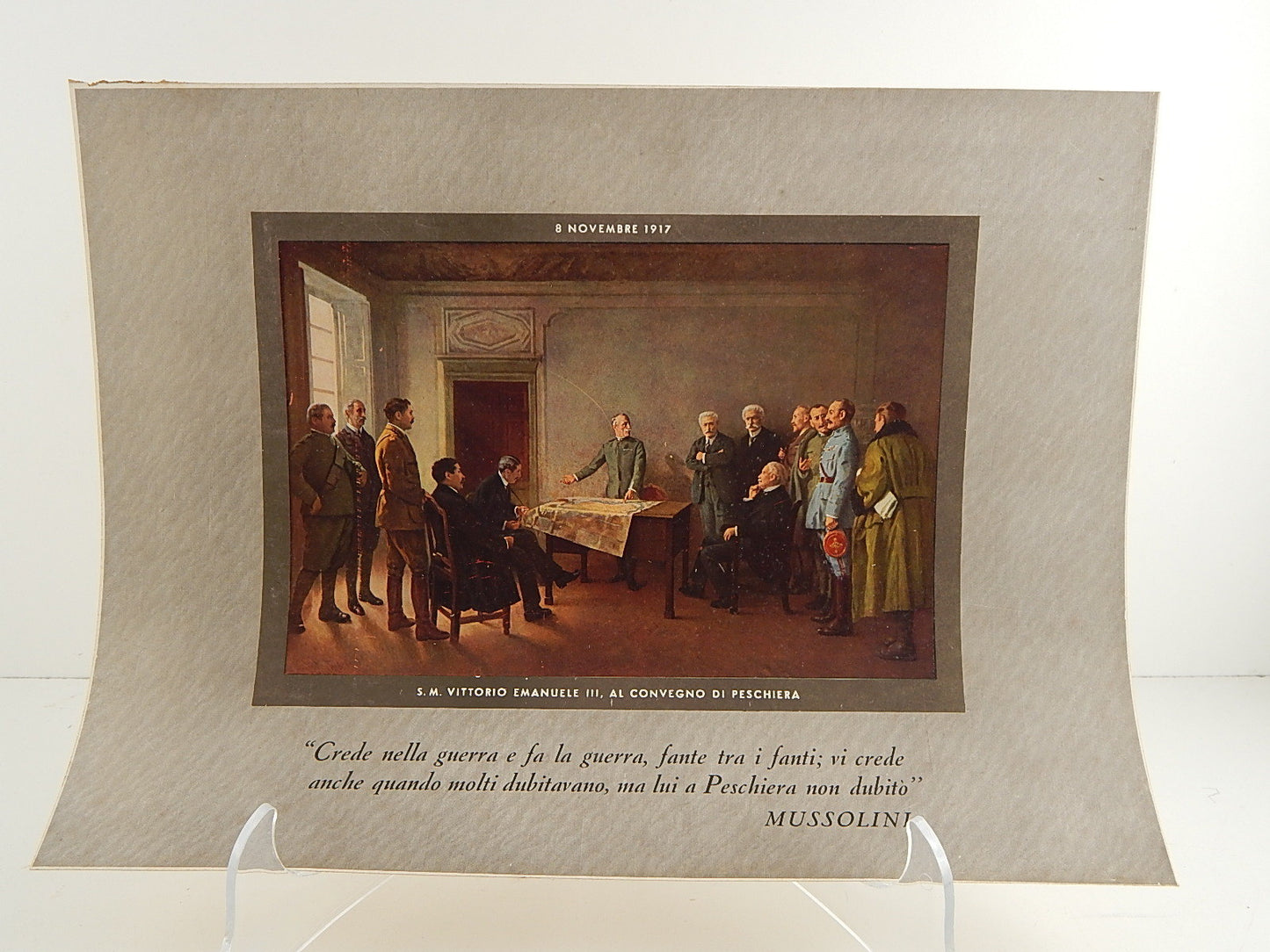 ANTICA STAMPA FASCISMO1937 CONVEGNO PESCHIERA 8 NOVEMBRE 1917 FRASE MUSSOLINI