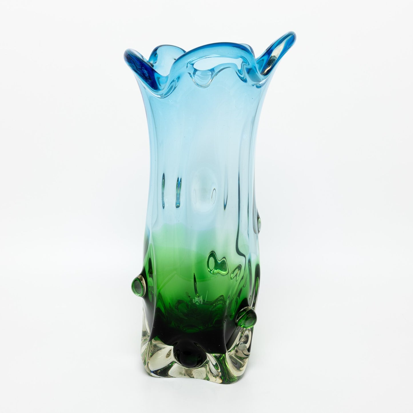 PREZIOSO VASO VETRO SOFFIATO DI MURANO TECNICA VETRO SOMMERSO STILE SEGUSO POLI