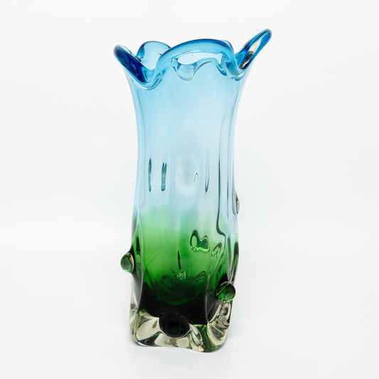 PREZIOSO VASO VETRO SOFFIATO DI MURANO TECNICA VETRO SOMMERSO STILE SEGUSO POLI