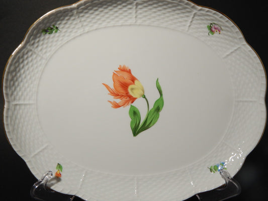 PREZIOSO ELEGANTE PORCELLANA HEREND VASSOIO PIATTO OVALE PETIT BOUQUET