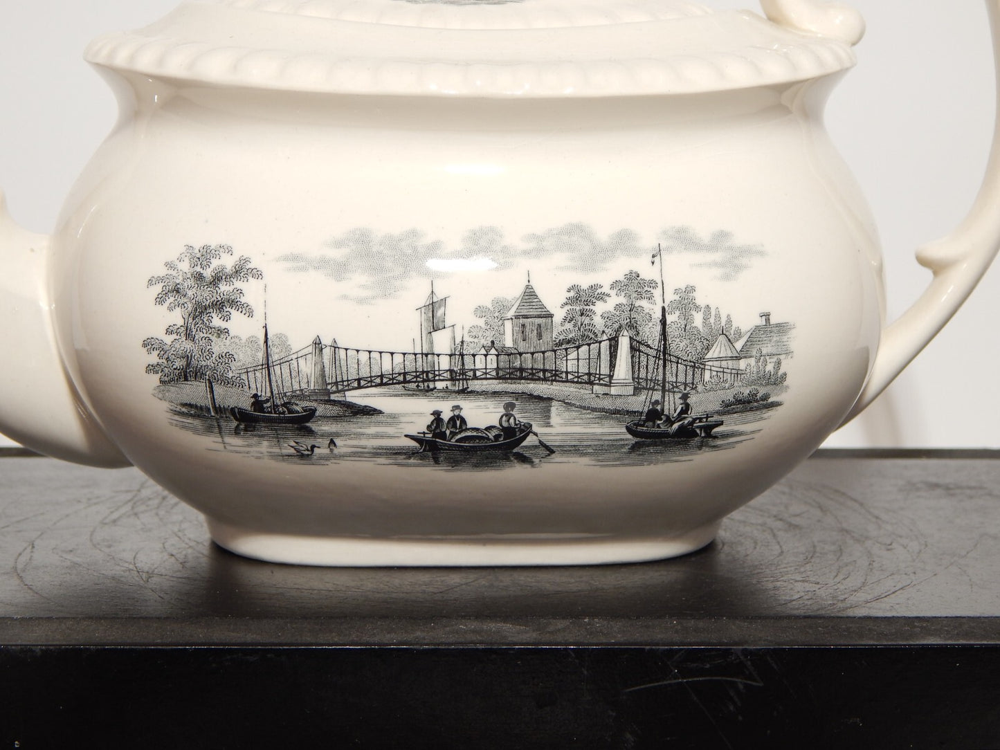 ANTICA RARA TEIERA INGLESE SEMI PORCELLANA COPELAND SPODE PAESAGGIO MARINO