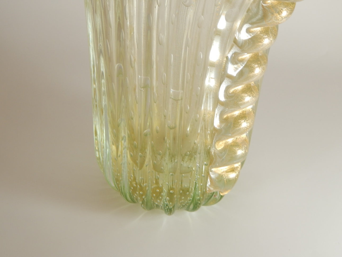 ART DECO RARO ANTICO GRANDE VASO A BOLLE VETRO SOFFIATO FIRMATO TOSO MURANO