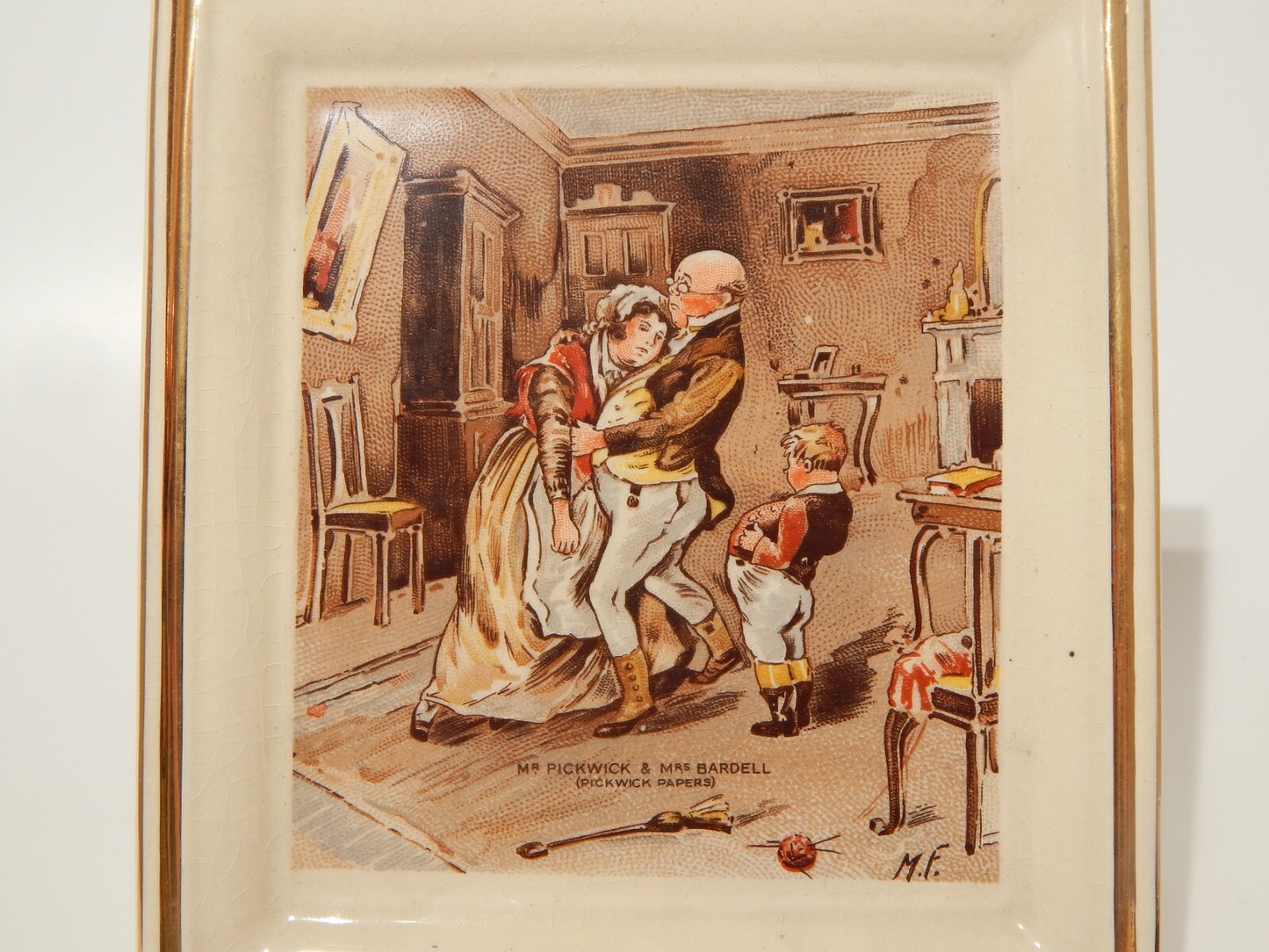 PLACCA O VASSOIO CERAMICA ANTICA HANLEY STAFFORDSHIRE PICKWICK PAPERS DICKENS