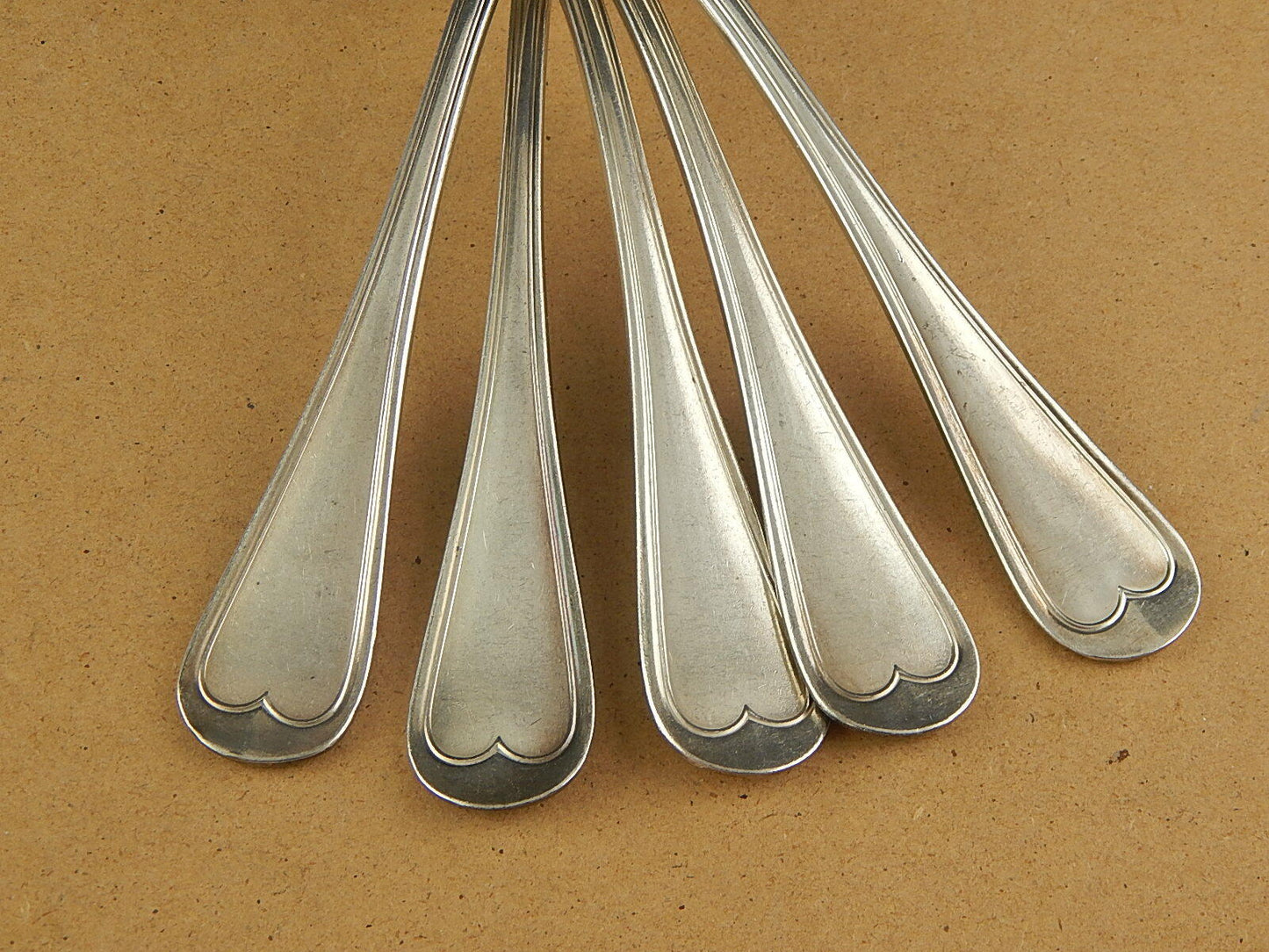 SET 5 CUCCHIAI ANTICHI ALPACCA ARGENTATA SILVER PLATED FINE 800 MAURIZIANO