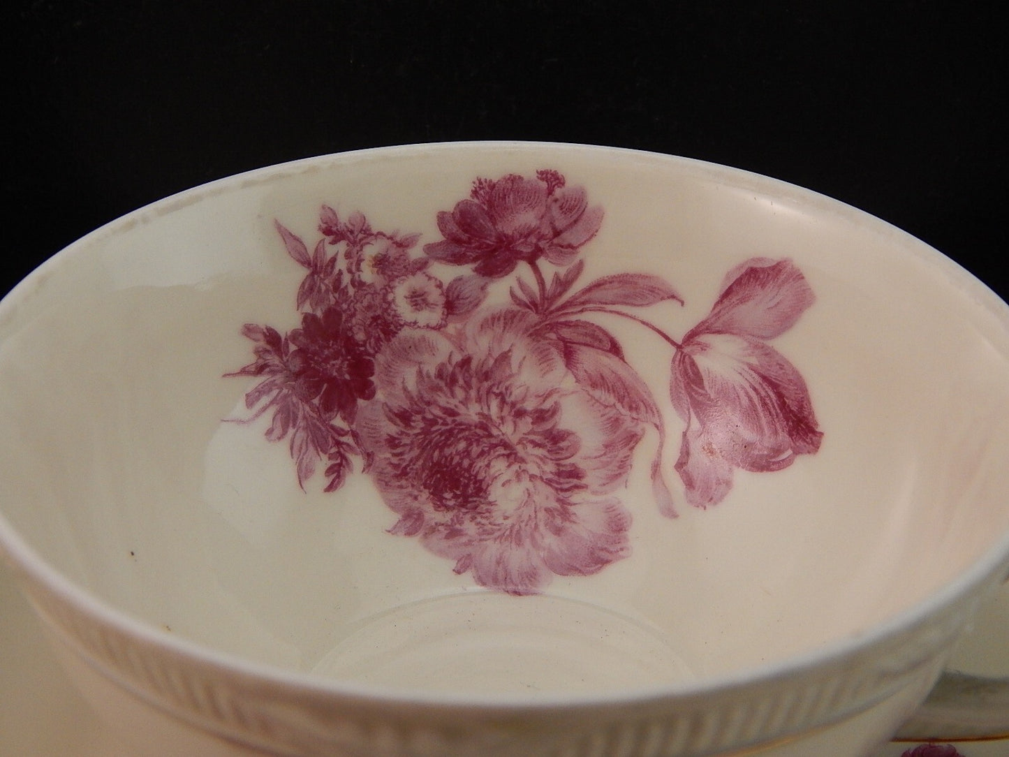 PREZIOSO ANTICO TRIO TE' PORCELLANA ZEH SCHERZER BAVARIA DECORO ROSA FUCSIA