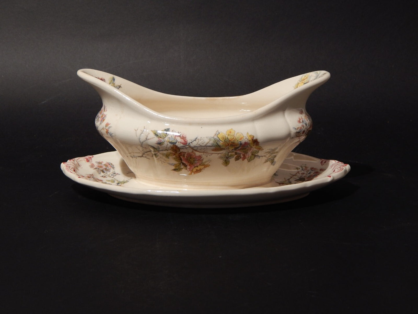 ANTICA RARA SALSIERA CERAMICA VILLEROY&BOCH METTLACH DI FINE 1800