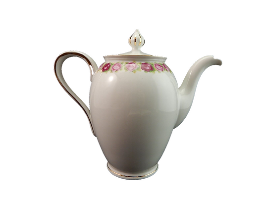 VINTAGE TEIERA CAFFETTIERA PREZIOSA PORCELLANA ESCHENBACH BAVARIA CON ROSELLINE