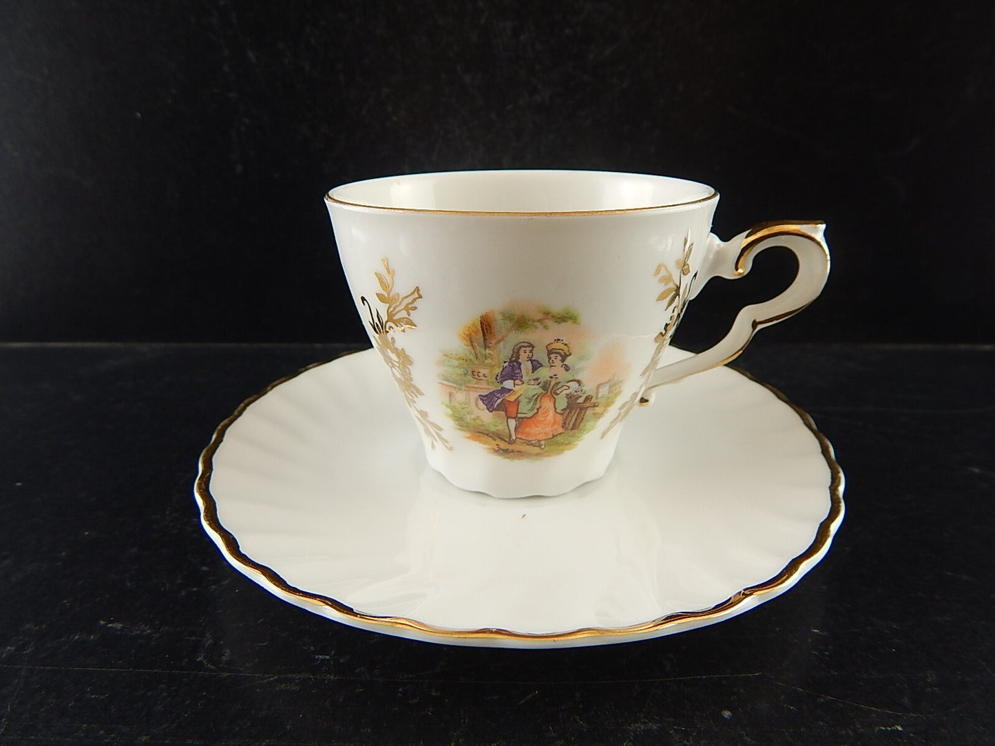 ANTICA TAZZINA CAFFE' PORCELLANA RHEINPFALZ BAVARIA SCENA GALANTE A238