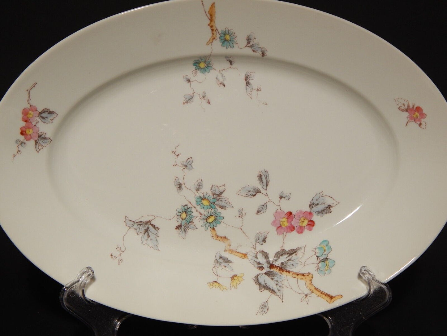 ANTICO VASSOIO OVALE PIATTO PORTATA PORCELLANA GINORI FINE 800 RAMO FIORITO