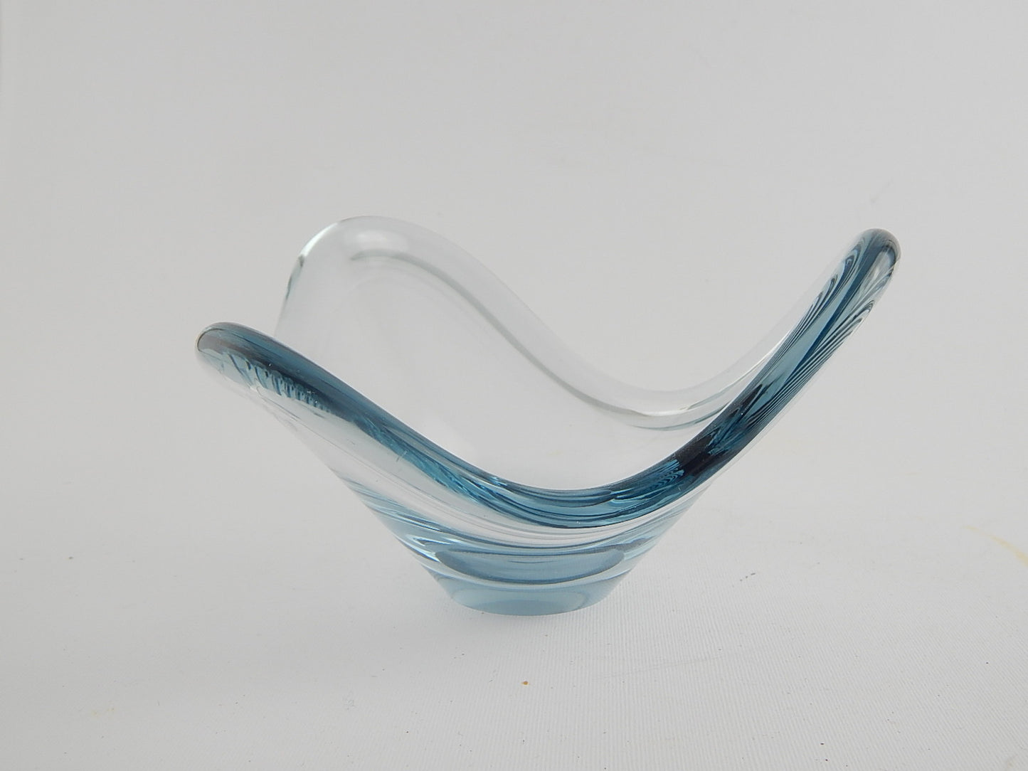 VINTAGE PORTACENERE PORTA CANDELA CRISTALLO HOLMEGAARD CRYSTAL BLUE ASH TRAY