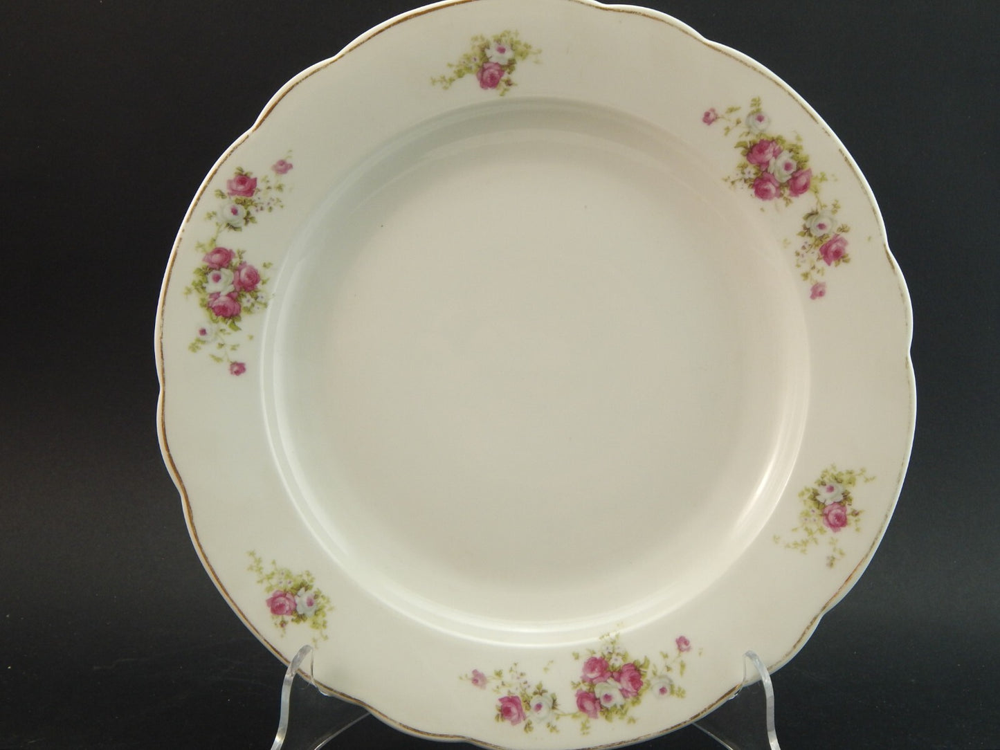 ANTICO LIMOGES VASSOIO ROTONDO PORCELLANA FINE 800 BOUQUET DI ROSE 31,5 CM