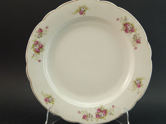 ANTICO LIMOGES VASSOIO ROTONDO PORCELLANA FINE 800 BOUQUET DI ROSE 31,5 CM