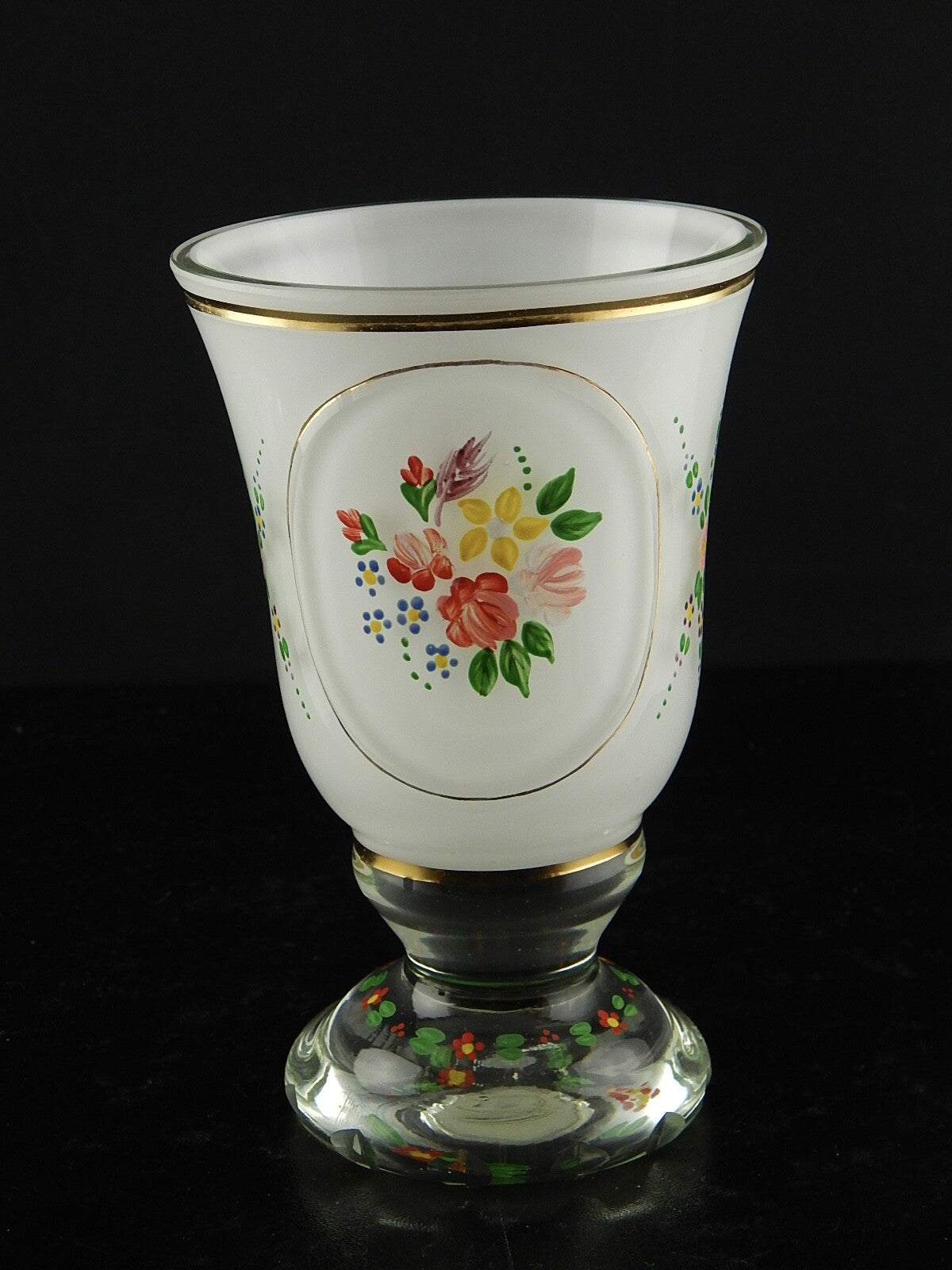 ANTICO BICCHIERE BOCCALE CRISTALLO MOLATO INCISO BOEMIA BIEDERMEIER INCAMICIATO*